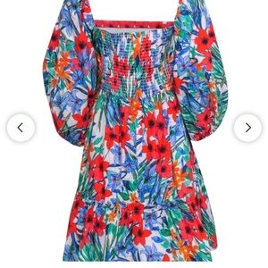 Cara Cara - Multi Color Floral Print Puff Sleeve Dress Sz Small